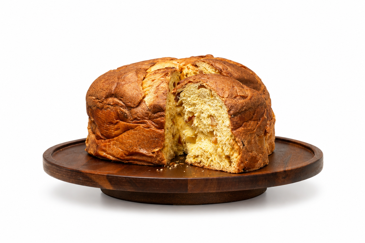 Panettone Classico mit kandierten Orangen und Rosinen, luftige Krume